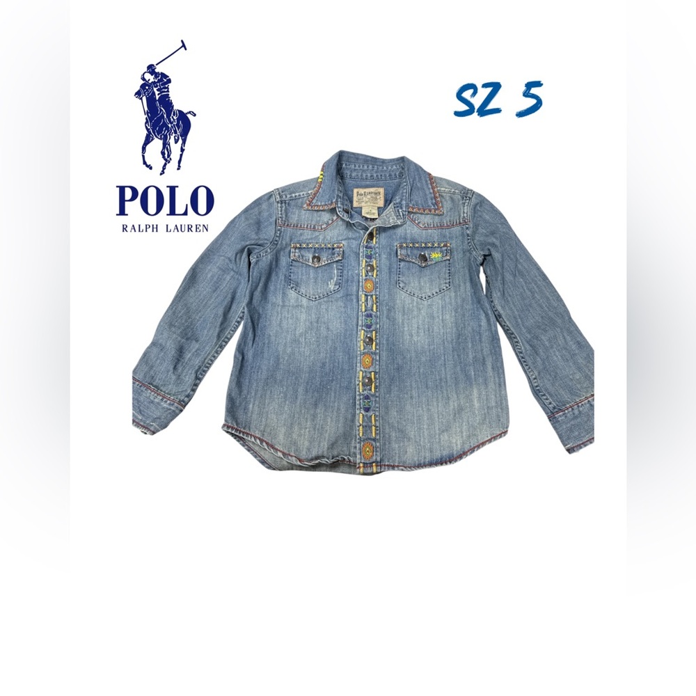 Polo Ralph Lauren Girls’ Denim Western Shirt – Size 5
